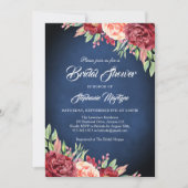 Burgundy Blush Rose Brautparty Einladung (Vorderseite)