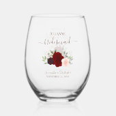 Burgundy Blush Rose Bridesmaid Trauzeugin Geschenk Weinglas Ohne Stiel (Vorderseite)