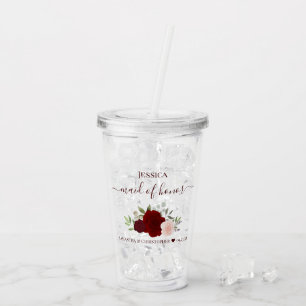Burgundy Blush Rose Elegante Trauzeugin Hochzeit Acryltrinkbecher