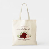Burgundy Blush Roses Elegant Maid of Honor Wedding Tragetasche (Rückseite)