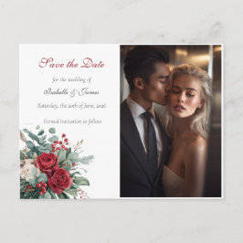 Burgundy & Blush Roses Wedding Save the Date Ankündigungspostkarte