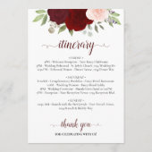Burgundy Blush Roses Wedding Welcome & Itinerary Programm (Rückseite)