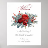 Burgundy & Blush Roses Wedding Welcome Poster (Vorne)