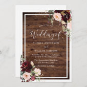 Burgundy Blush Roter Wein Rustikale Hochzeit aus H Einladung (Vorne/Hinten)