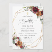 Burgundy Blush Rust Orange Floral Church Wedding   Einladung (Vorderseite)