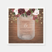 Burgundy Blush Rustic Mason Jar Wedding Napkins Serviette (Vorderseite)