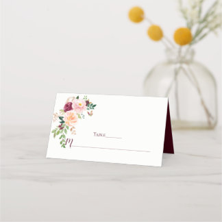 Burgundy Blush Saffron Bloral Bouquet Platzkarten