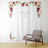 Burgundy Blush Saffron Bloral Wedding Foto Stand Wandteppich (Beispiel)