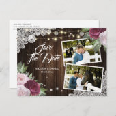 Burgundy Blush Save the Date Foto Postkarte (Vorne/Hinten)