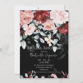Burgundy Blush Schwarzes Brautparty Einladung (Vorderseite)