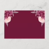 Burgundy Blush Silver Floral Script Wedding RSVP Begleitkarte (Rückseite)