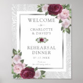 Burgundy Blush Silver Probe Dinner Willkommen Poster (Vorne)