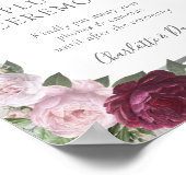 Burgundy Blush Silver Unplugged Wedding Sign Poster (Ecke)