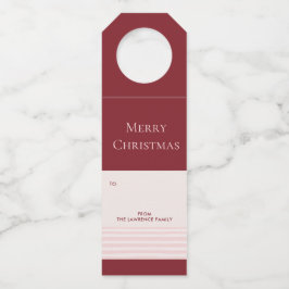 Burgundy Blush Stripe Frohe Weihnachtsgeschenk Flaschenanhänger