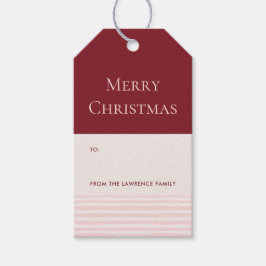 Burgundy Blush Stripes Frohe Weihnachtsfeiertage Geschenkanhänger