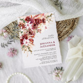 Burgundy Blush Terracotta Boho Floral Wedding Einladung