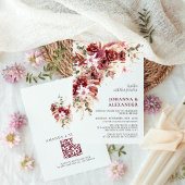Burgundy Blush Terracotta Boho Floral Wedding Einladung