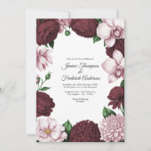 Burgundy & Blush Watercolor Floral Wedding Einladung (Vorderseite)