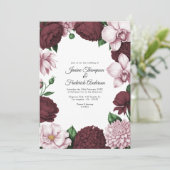 Burgundy & Blush Watercolor Floral Wedding Einladung (Stehend Vorderseite)