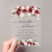 Burgundy Blush Watercolor Roses Wedding Acryleinladungen (Insitu (Handheld))