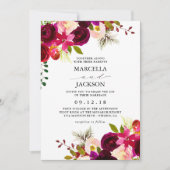 Burgundy & Blush Wedding Einladung (Vorderseite)