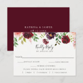 Burgundy Blush Wedding RSVP Meal Choice Card Karte (Vorne/Hinten)