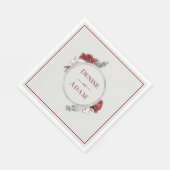 Burgundy Blush & White Roses Silver Foil Serviette (Ecke)