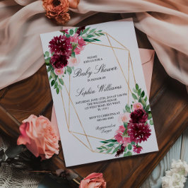 Burgundy Bohemisch Floral Baby Dusche Einladung