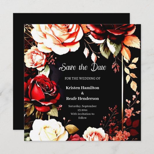 Burgundy-Bohemisch-Klasse Save The Date (Vorne/Hinten)