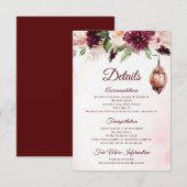 Burgundy Boho Aquarell Floral Unterkünfte Begleitkarte (Vorne/Hinten)