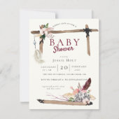 Burgundy Boho BabyShower Einladung (Vorderseite)