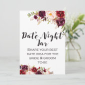 Burgundy Boho Blume Sign 12x18" Einladung (Stehend Vorderseite)