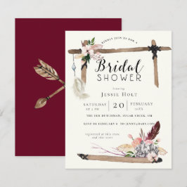Burgundy Boho Brautparty Einladung