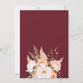 Burgundy Boho Chic Floral Wedding Einladung (Rückseite)