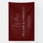 Burgundy Boho Classic Rustic Simple Modern Wedding Banner (Vertikal)