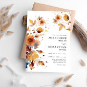 Burgundy Boho Fall Floral Foto Hochzeit Einladung