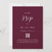 Burgundy Boho Fall Rustikaler QR-Code Hochzeit Einladung (Rückseite)