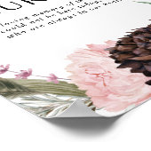 Burgundy Boho Flora Diese Kerze Burns Wedding Sign Poster (Ecke)