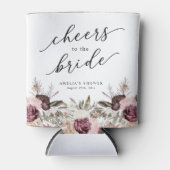 Burgundy Boho Floral Brautparty Dosenkühler (Vorderseite)