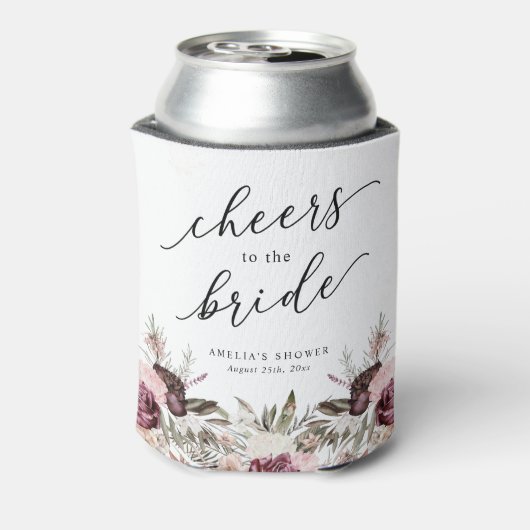 Burgundy Boho Floral Brautparty Dosenkühler (Kanne Rückseite)