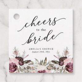 Burgundy Boho Floral Brautparty Geschenkanhänger