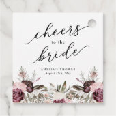 Burgundy Boho Floral Brautparty Geschenkanhänger (Rückseite)