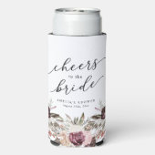 Burgundy Boho Floral Brautparty Selters Dosenkühler (Seltzer Rückseite)