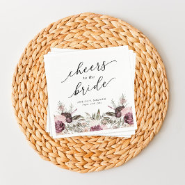 Burgundy Boho Floral Brautparty Serviette