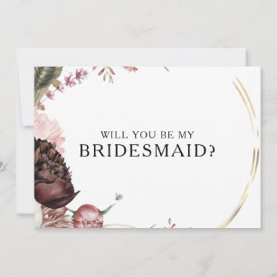 Burgundy Boho Floral Bridesmaid Vorschlag Card Einladung
