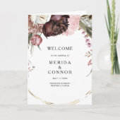 Burgundy Boho Floral Folded Wedding Programm (Vorderseite)