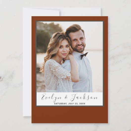 Burgundy Boho Floral Foto Hochzeit im Herbst Einladung (Rückseite)