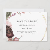 Burgundy Boho Floral Horizontal Save the Date (Vorderseite)