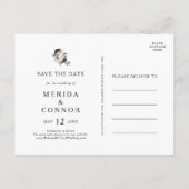 Burgundy Boho Floral Save the Date Postkarte (Rückseite)