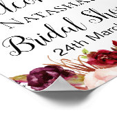 Burgundy Boho Floral Sign - Begrüßungszeichen Poster (Ecke)